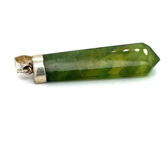 Nephrite Jade 28.30ct Solid 925 Silver Pendant - Picture 1 of 6